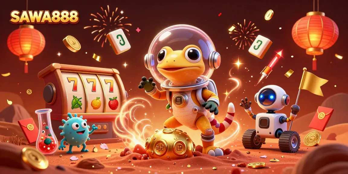 Experience SAWA888 at a colorful cartoon casino on Mars, with dynamic gaming elements and characters.