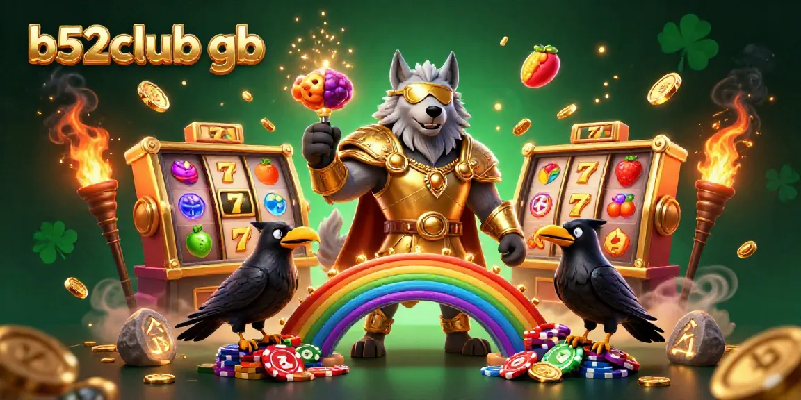Spin and win with b52club gb in a colorful slot machine illustration featuring Norse mythology characters.
