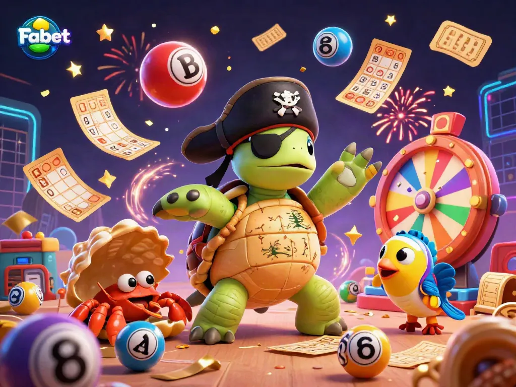 Engage with Fabet's vibrant 3D casino illustration featuring lively lottery elements and treasured characters.